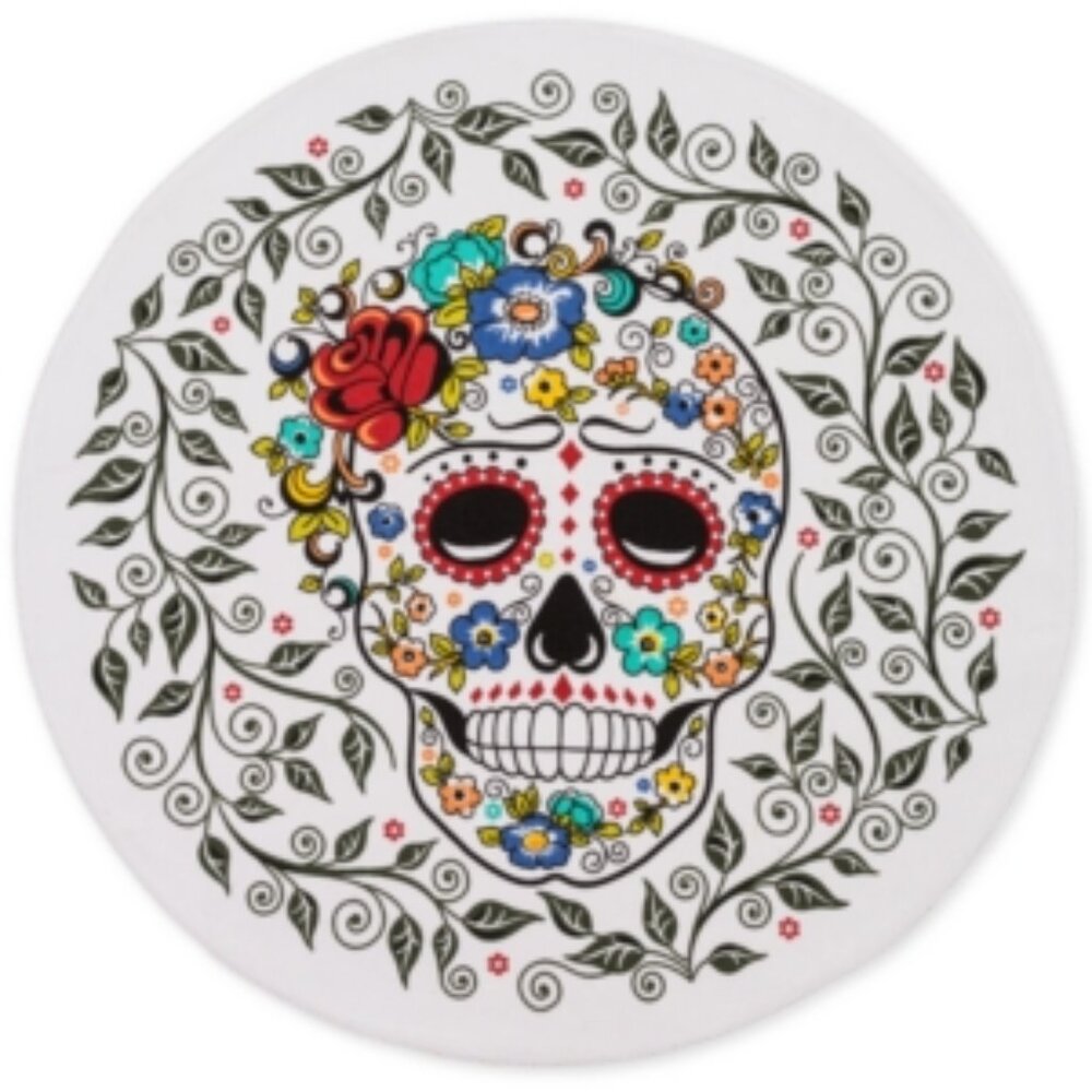 Fiesta® Round Placemat | Sugar Skull and Vine (White)